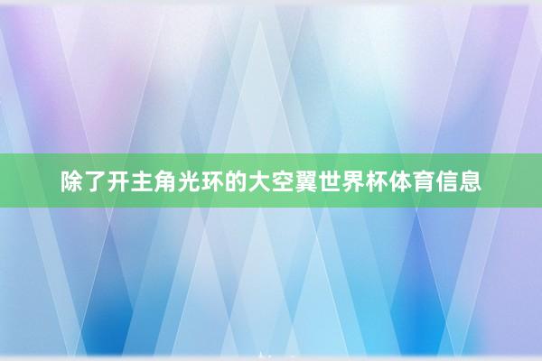 除了开主角光环的大空翼世界杯体育信息