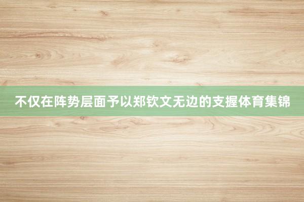 不仅在阵势层面予以郑钦文无边的支握体育集锦