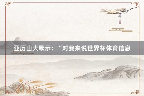 亚历山大默示：“对我来说世界杯体育信息