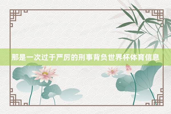 那是一次过于严厉的刑事背负世界杯体育信息