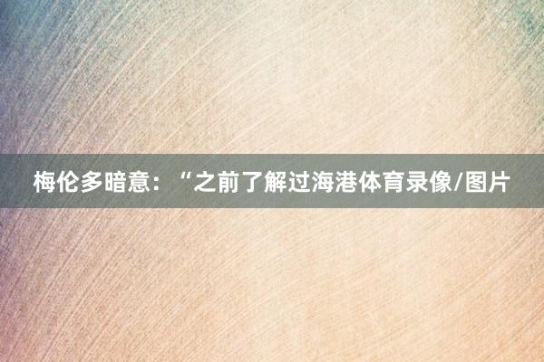 梅伦多暗意：“之前了解过海港体育录像/图片