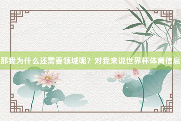 那我为什么还需要领域呢？对我来说世界杯体育信息