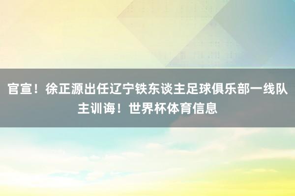 官宣！徐正源出任辽宁铁东谈主足球俱乐部一线队主训诲！世界杯体育信息