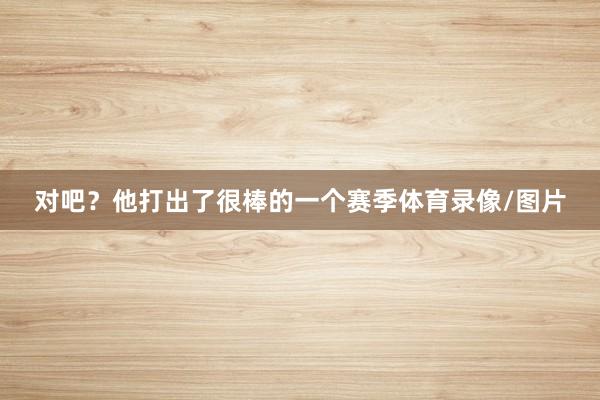 对吧？他打出了很棒的一个赛季体育录像/图片